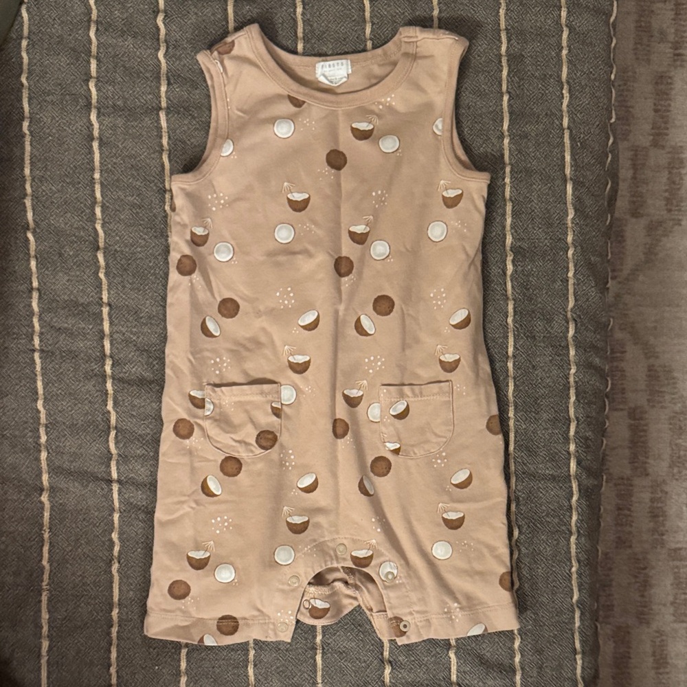 Firsts by Petit Lem coconut tan romper